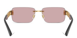 Shop VERSACE Greca Rimless Rectangle Sunglasses in Gold online.