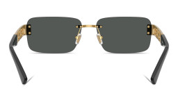 Shop VERSACE Greca Rimless Rectangle Sunglasses in Gold online.