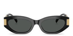 Shop VERSACE Greca Cat-Eye Sunglasses in Black online.