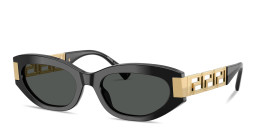Shop VERSACE Greca Cat-Eye Sunglasses in Black online.