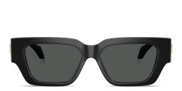 Shop VERSACE Medusa Square Sunglasses in Black online.