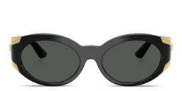 Shop VERSACE Medusa Oval Sunglasses in Black online.