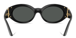 Shop VERSACE Medusa Oval Sunglasses in Black online.