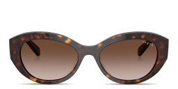 Shop Vogue Eyewear Logo Lettering Irregular Sunglasses in Dark Havana online.