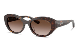 Shop Vogue Eyewear Logo Lettering Irregular Sunglasses in Dark Havana online.