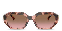 Shop Vogue Eyewear Logo Lettering Irregular Sunglasses in Havana online.