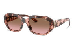 Shop Vogue Eyewear Logo Lettering Irregular Sunglasses in Havana online.