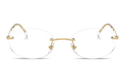Shop Ray-Ban Optics Unisex Rimless Oval Eyeglasses in Arista Gold online.