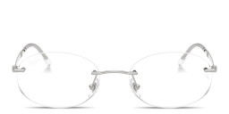 Shop Ray-Ban Optics Unisex Rimless Oval Eyeglasses in Silver online.