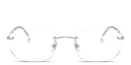 Shop Ray-Ban Optics Unisex Rimless Irregular Eyeglasses in Silver online.