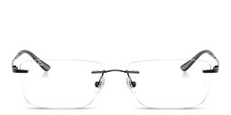 Shop Ray-Ban Titanium Optics Unisex Wide Rimless Rectangle Eyeglasses in Black online.
