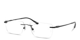 Shop Ray-Ban Titanium Optics Unisex Wide Rimless Rectangle Eyeglasses in Black online.
