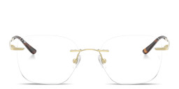 Shop Ray-Ban Titanium Optics Unisex Rimless Square Eyeglasses in Light Gold online.