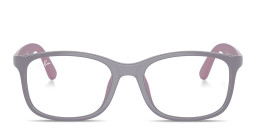 Shop Ray-Ban Optics Kids Bio-Based Pillow Eyeglasses in Purple On Rubber Pink online.