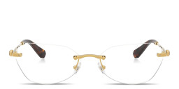 Shop Swarovski Crystal Rimless Wide Irregular Eyeglasses in Gold online.