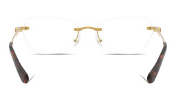 Shop Swarovski Crystal Rimless Wide Irregular Eyeglasses in Gold online.