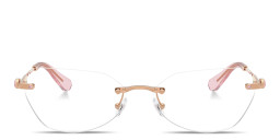 Shop Swarovski Crystal Rimless Wide Irregular Eyeglasses in Rose Gold online.
