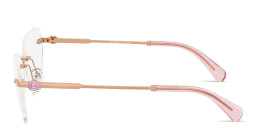 Shop Swarovski Crystal Rimless Wide Irregular Eyeglasses in Rose Gold online.