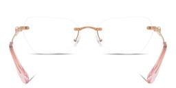 Shop Swarovski Crystal Rimless Wide Irregular Eyeglasses in Rose Gold online.