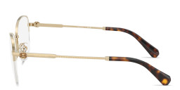 Shop Swarovski Crystal Wide Half-Rim Cat-Eye Eyeglasses in Pale Gold online.