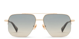 Shop ALL SAINTS Kai Half-Rim Square Sunglasses in Polished Gold online.