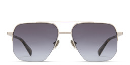 Shop ALL SAINTS Kai Half-Rim Square Sunglasses in Polished Silver/Gradient Grey online.
