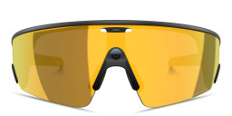 Shop Oakley Meta Vanguard Unisex Half-Rim Rectangle Sunglasses in Black/Prizm 24K online.