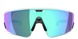 Shop Oakley Meta Vanguard Unisex Half-Rim Rectangle Sunglasses in White/Prizm Sapphire online.