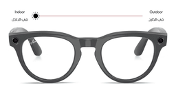 Shop Ray-Ban Meta Headliner Transitions® Unisex Panthos Sunglasses in Shiny Asteroid Grey online.