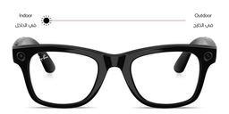 Shop Ray-Ban Meta Wayfarer Transitions® Unisex Square Sunglasses in Shiny Black online.