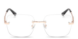 Shop Guess G Logo Wide Rimless Square Eyeglasses in Rose Gold online.