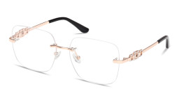 Shop Guess G Logo Wide Rimless Square Eyeglasses in Rose Gold online.