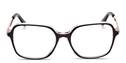 Shop Guess Engraved Logo Wide Square Eyeglasses in Black online.
