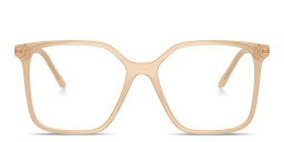 Shop Armani Exchange A|X Logo Oversized Irregular Eyeglasses in Beige online.