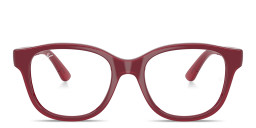 Shop Ray-Ban Optics Kids Bio-Based Square Eyeglasses in Fucsia On Transparent Fucsia online.