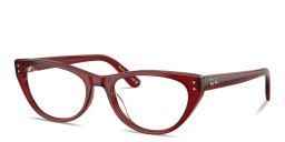Shop Ray-Ban Optics Square Eyeglasses in Transparent Bordeaux online.