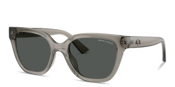Shop Armani Exchange A|X Logo Cat-Eye Sunglasses in Transparent Grey online.