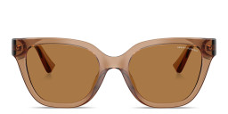 Shop Armani Exchange A|X Logo Cat-Eye Sunglasses in Transparent Brown/Bronze online.