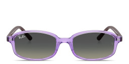 Shop Ray-Ban Logo Kids Irregular Sunglasses in Transparent Violet online.