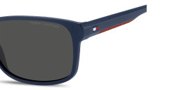 Shop Tommy Hilfiger Logo Rectangle Sunglasses in Blue online.