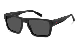 Shop Tommy Hilfiger Logo Square Sunglasses in Black online.