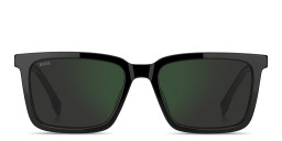 Shop Hugo Boss Logo Lettering Rectangle Sunglasses in Black online.