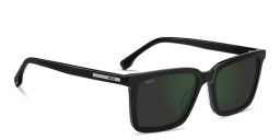 Shop Hugo Boss Logo Lettering Rectangle Sunglasses in Black online.
