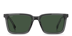 Shop Hugo Boss Logo Lettering Rectangle Sunglasses in Green/Green online.