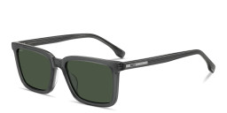 Shop Hugo Boss Logo Lettering Rectangle Sunglasses in Green online.
