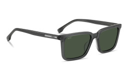 Shop Hugo Boss Logo Lettering Rectangle Sunglasses in Green online.