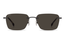Shop Hugo Boss Logo Lettering Rimless Square Sunglasses in Matte Black online.