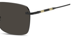 Shop Hugo Boss Logo Lettering Rimless Square Sunglasses in Matte Black online.