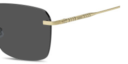 Shop Hugo Boss Logo Lettering Rimless Square Sunglasses in Matte Gold online.