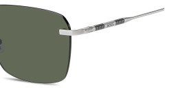 Shop Hugo Boss Logo Lettering Rimless Square Sunglasses in Matte Palladium online.